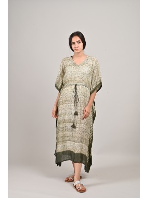 Olive Green Shibori Kaftan