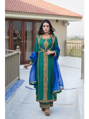 Green Muga Silk Hand Embroidered Kurta