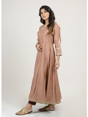 Mauve Pashmina Anarkali with Resham Embroidery