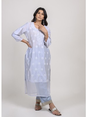 Grey Chanderi Kurta