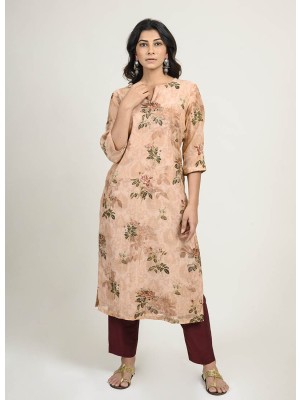 Mauve Chanderi Kurta with Aari Outline